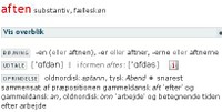 aften, etymologi, udtale, bøjdel