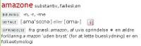 amazone, bøjning udtale og etymologi